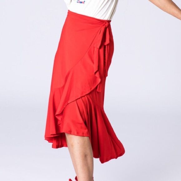 LulaRoe Red Bella A-Line Wrap Skirt Small NWT - Picture 7 of 7
